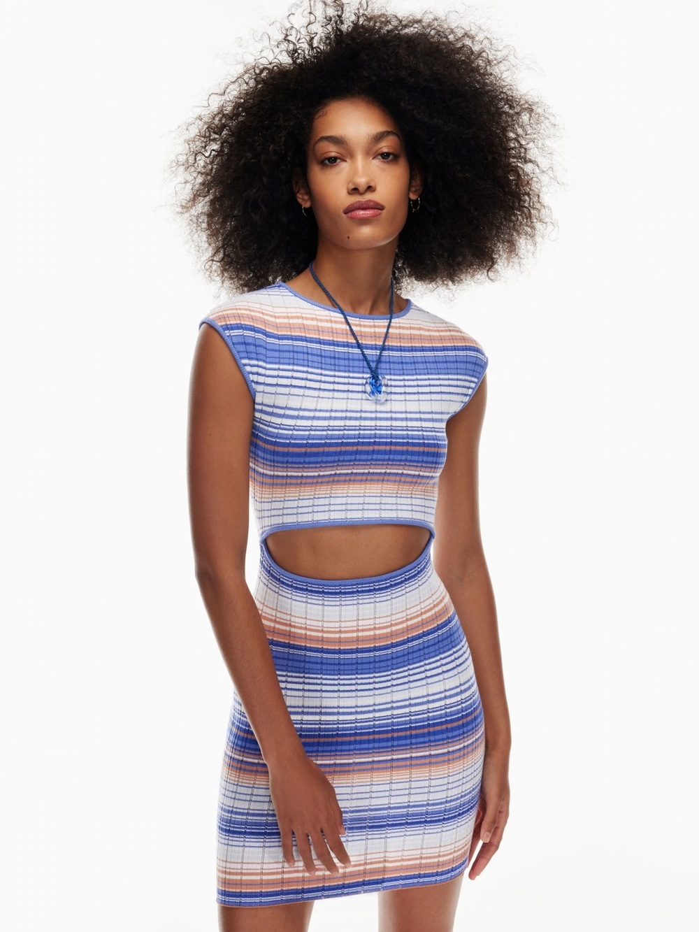 Aritzia Wilfred Free Striped Cutout Knit Mini Dress Summer Vacation Bodycon XS